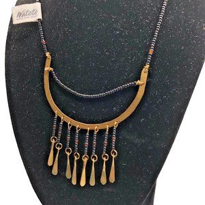 Uganda Watoto Beaded Brass Boho Pendant with Beads and Brass Accents